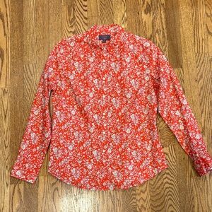 J. Crew Liberty Print Scarlet and White Floral Blouse